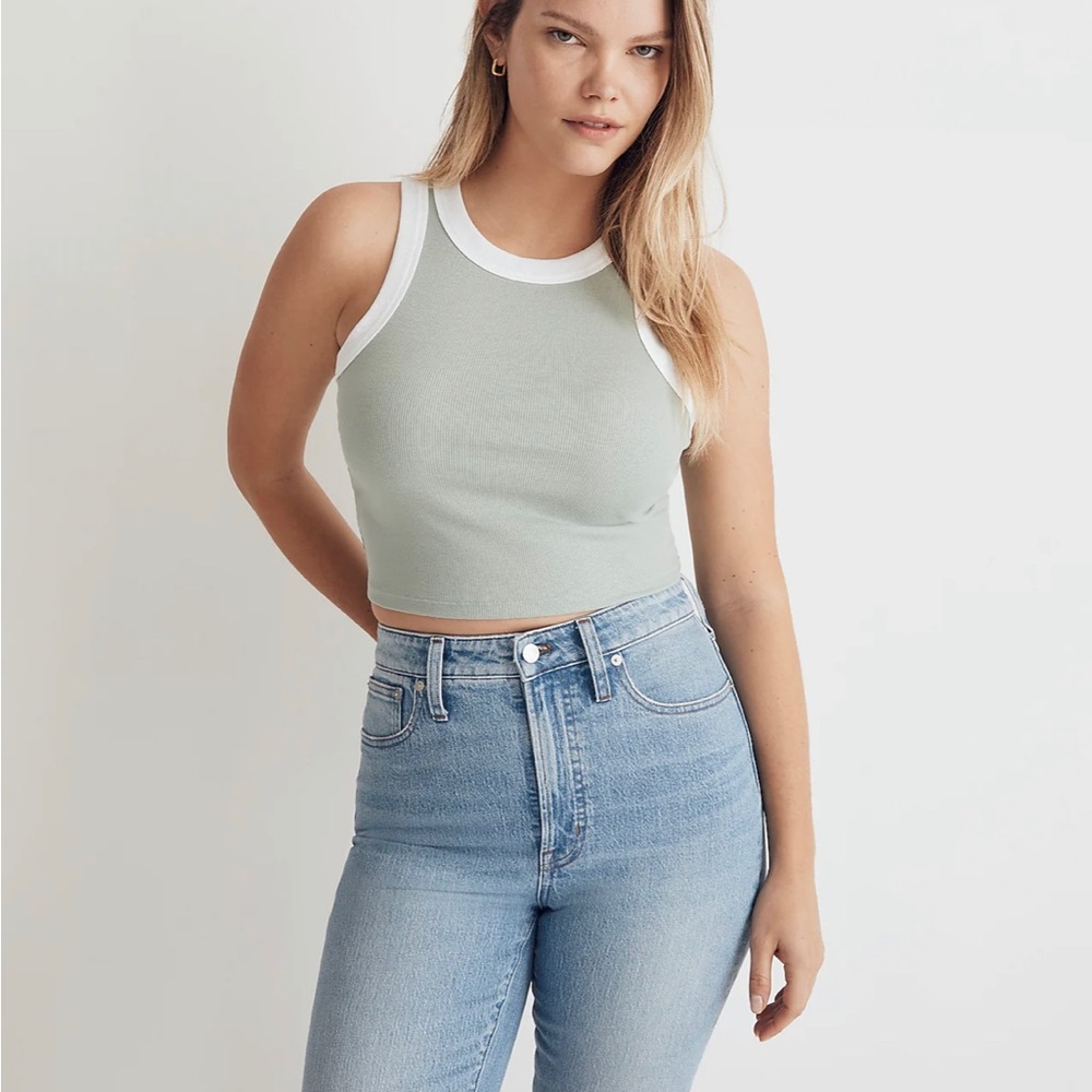 Madewell Brightside Cutaway Crop Tank Size Large